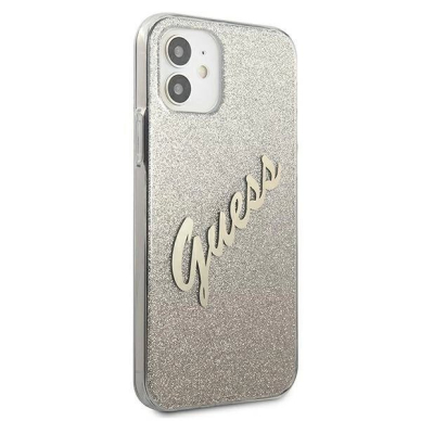 Originalus dėklas Guess GUHCP12SPCUGLSGO iPhone 12 mini 5.4  gold/gold hardcase Glitter Gradient Script 3