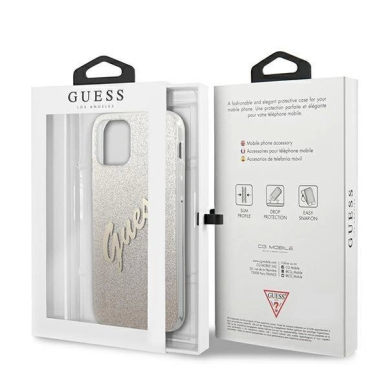 Originalus dėklas Guess GUHCP12SPCUGLSGO iPhone 12 mini 5.4  gold/gold hardcase Glitter Gradient Script 7