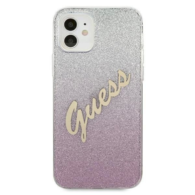 Originalus dėklas Guess GUHCP12SPCUGLSPI iPhone 12 mini 5.4  rožinis/rožinis hardcase Glitter Gradient Script 2