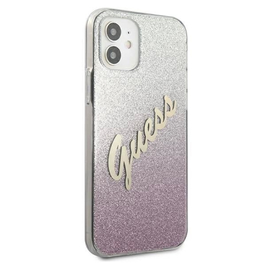 Originalus dėklas Guess GUHCP12SPCUGLSPI iPhone 12 mini 5.4  rožinis/rožinis hardcase Glitter Gradient Script 3