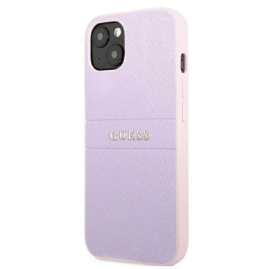 Originalus dėklas Guess GUHCP13SPSASBPU iPhone 13 mini 5,4 Violetinis Saffiano Hot Stamp &amp  Metal Logo 1