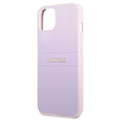 Originalus dėklas Guess GUHCP13SPSASBPU iPhone 13 mini 5,4 Violetinis Saffiano Hot Stamp &amp  Metal Logo 5