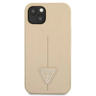 Originalus dėklas Guess GUHCP13SPSATLE iPhone 13 mini 5,4 Kreminis hardcase SaffianoTriangle Logo 2