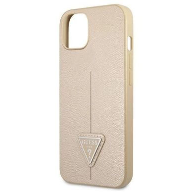 Originalus dėklas Guess GUHCP13SPSATLE iPhone 13 mini 5,4 Kreminis hardcase SaffianoTriangle Logo 5