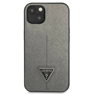 Originalus dėklas Guess GUHCP13SPSATLG iPhone 13 mini 5,4 silver / silver hardcase SaffianoTriangle Logo 2