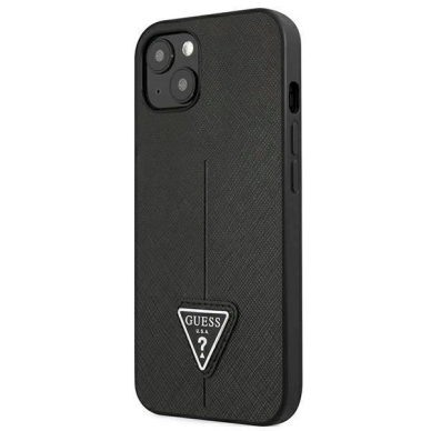 Originalus dėklas Guess GUHCP13SPSATLK iPhone 13 mini 5,4 Juodas hardcase SaffianoTriangle Logo 1