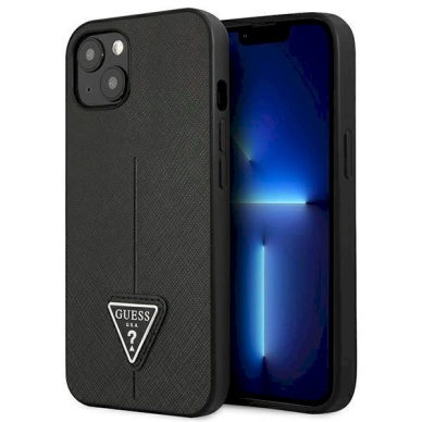 Originalus dėklas Guess GUHCP13SPSATLK iPhone 13 mini 5,4 Juodas hardcase SaffianoTriangle Logo