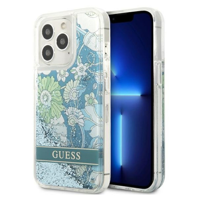 Originalus dėklas Guess GUHCP13XLFLSN iPhone 13 Pro Max Flower Liquid Glitter