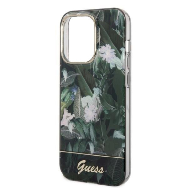 Originalus dėklas Guess GUHCP14LHGJGHA iPhone 14 Pro 6.1  žalias/žalias hardcase Jungle Collection 4