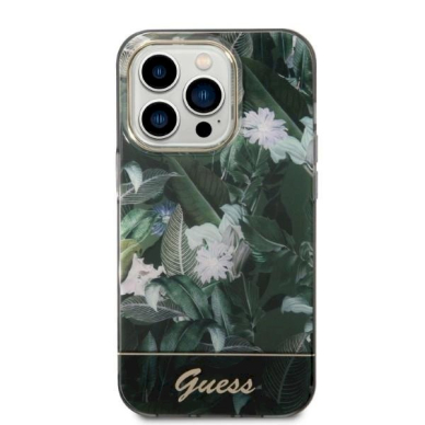 Originalus dėklas Guess GUHCP14LHGJGHA iPhone 14 Pro 6.1  žalias/žalias hardcase Jungle Collection 5