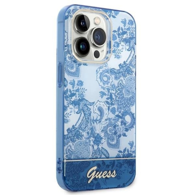 Originalus dėklas Guess GUHCP14LHGPLHB iPhone 14 Pro 6.1  Mėlynas/Mėlynas hardcase Porcelain Collection 3