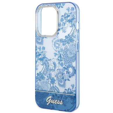 Originalus dėklas Guess GUHCP14LHGPLHB iPhone 14 Pro 6.1  Mėlynas/Mėlynas hardcase Porcelain Collection 5