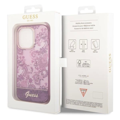 Originalus dėklas Guess GUHCP14LHGPLHF iPhone 14 Pro 6.1 Rožinis hardcase Porcelain Collection 7