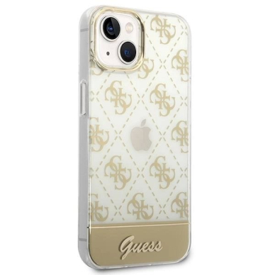 Originalus dėklas Guess GUHCP14MHG4MHG iPhone 14 Plus 6.7 gold / gold hardcase 4G Pattern Script 3