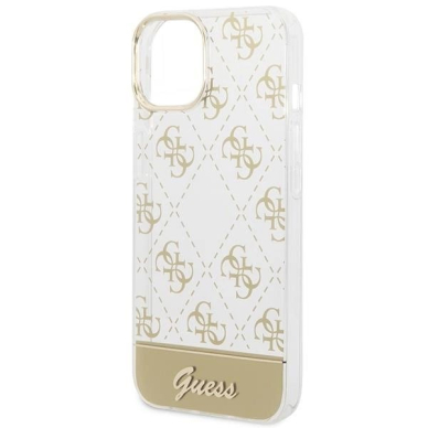 Originalus dėklas Guess GUHCP14MHG4MHG iPhone 14 Plus 6.7 gold / gold hardcase 4G Pattern Script 5