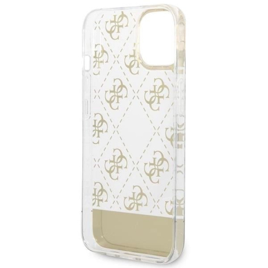 Originalus dėklas Guess GUHCP14MHG4MHG iPhone 14 Plus 6.7 gold / gold hardcase 4G Pattern Script 6