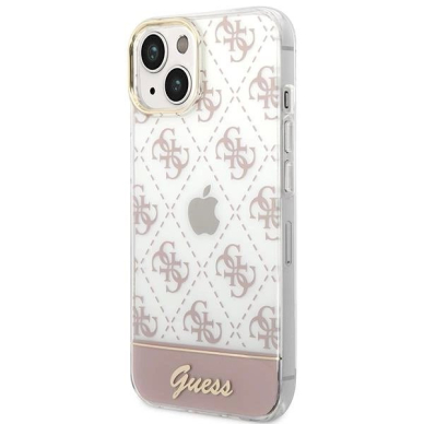 Originalus dėklas Guess GUHCP14MHG4MHP iPhone 14 Plus 6.7 rožinis / rožinis hardcase 4G Pattern Script 1