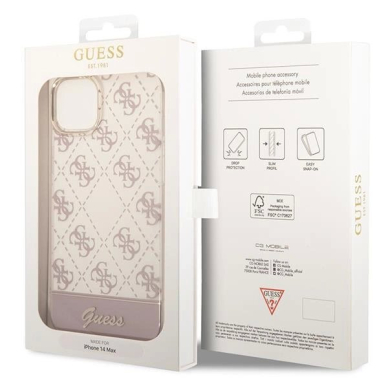 Originalus dėklas Guess GUHCP14MHG4MHP iPhone 14 Plus 6.7 rožinis / rožinis hardcase 4G Pattern Script 7