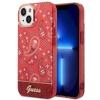 Originalus dėklas Guess GUHCP14MHGBNHR iPhone 14 Plus 6.7  Raudonas hardcase Bandana Paisley