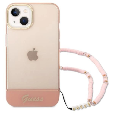 Originalus dėklas Guess GUHCP14MHGCOHP iPhone 14 Plus 6.7  rožinis/rožinis hardcase Translucent Pearl Strap 1