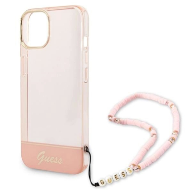 Originalus dėklas Guess GUHCP14MHGCOHP iPhone 14 Plus 6.7  rožinis/rožinis hardcase Translucent Pearl Strap 4