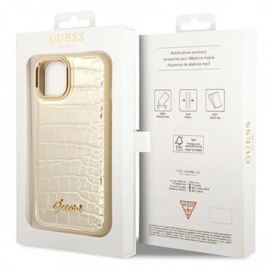 Originalus dėklas Guess GUHCP14MHGCRHD iPhone 14 Plus 6.7 Auksinis hardcase Croco Collection 7