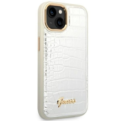 Originalus dėklas Guess GUHCP14MHGCRHS iPhone 14 Plus 6.7 sidabrinis hardcase Croco Collection 3