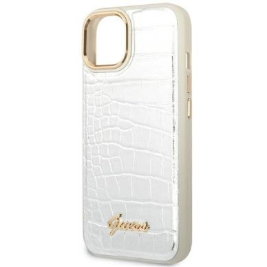 Originalus dėklas Guess GUHCP14MHGCRHS iPhone 14 Plus 6.7 sidabrinis hardcase Croco Collection 5