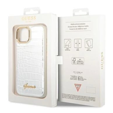 Originalus dėklas Guess GUHCP14MHGCRHS iPhone 14 Plus 6.7 sidabrinis hardcase Croco Collection 7