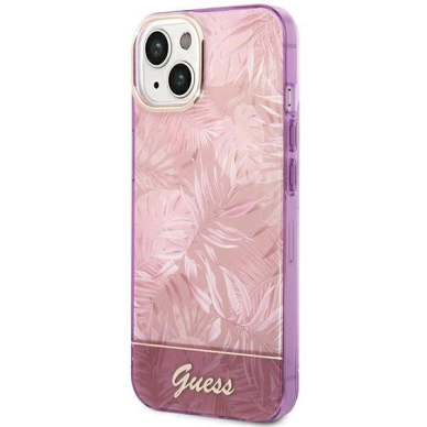 Originalus dėklas Guess GUHCP14MHGJGHP iPhone 14 Plus 6.7 rožinis / rožinis hardcase Jungle Collection 1