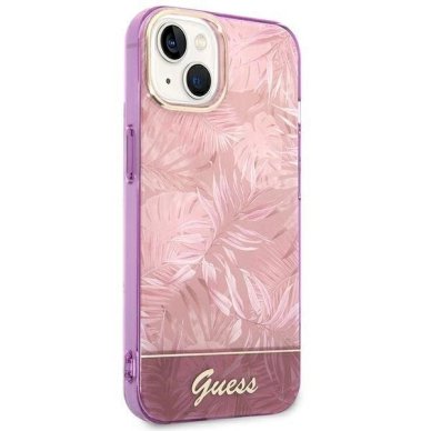 Originalus dėklas Guess GUHCP14MHGJGHP iPhone 14 Plus 6.7 rožinis / rožinis hardcase Jungle Collection 3