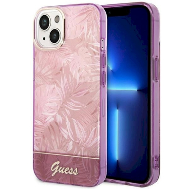 Originalus dėklas Guess GUHCP14MHGJGHP iPhone 14 Plus 6.7 rožinis / rožinis hardcase Jungle Collection