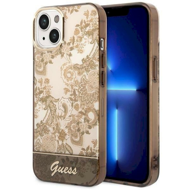 Originalus dėklas Guess GUHCP14MHGPLHC iPhone 14 Plus 6.7  ocher hardcase Porcelain Collection