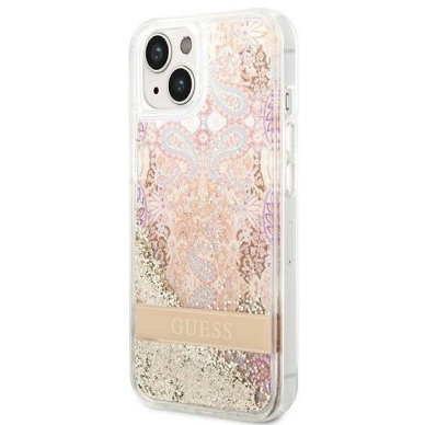 Originalus dėklas Guess GUHCP14MLFLSD iPhone 14 Plus 6.7  Auksinis hardcase Paisley Liquid Glitter 1