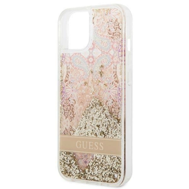 Originalus dėklas Guess GUHCP14MLFLSD iPhone 14 Plus 6.7  Auksinis hardcase Paisley Liquid Glitter 5