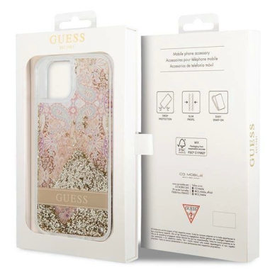 Originalus dėklas Guess GUHCP14MLFLSD iPhone 14 Plus 6.7  Auksinis hardcase Paisley Liquid Glitter 7