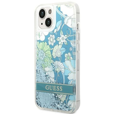 Originalus dėklas Guess GUHCP14MLFLSN iPhone 14 Plus 6.7 žalias / žalias hardcase Flower Liquid Glitter 1