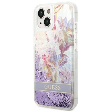 Originalus dėklas Guess GUHCP14MLFLSU iPhone 14 Plus 6.7 violetinis hardcase Flower Liquid Glitter 1