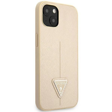 Originalus dėklas Guess GUHCP14MPSATLE iPhone 14 Plus 6.7  Kreminis hardcase SaffianoTriangle Logo 3