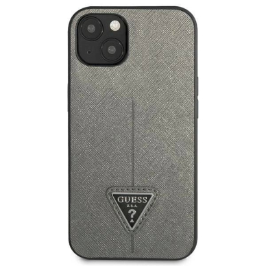 Originalus dėklas Guess GUHCP14MPSATLG iPhone 14 Plus 6.7 Sidabrinis hardcase SaffianoTriangle Logo 2