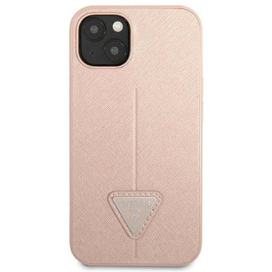 Originalus dėklas Guess GUHCP14MPSATLP iPhone 14 Plus 6,7 rožinis / rožinis hardcase SaffianoTriangle Logo 1