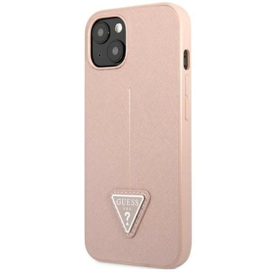 Originalus dėklas Guess GUHCP14MPSATLP iPhone 14 Plus 6,7 rožinis / rožinis hardcase SaffianoTriangle Logo 2