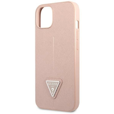 Originalus dėklas Guess GUHCP14MPSATLP iPhone 14 Plus 6,7 rožinis / rožinis hardcase SaffianoTriangle Logo 5