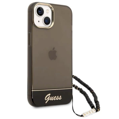 Originalus dėklas Guess GUHCP14SHGCOHK iPhone 14 6.1 Juodas hardcase Translucent Pearl Strap 2