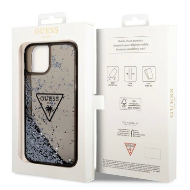 Originalus dėklas Guess GUHCP14SLFCTPK iPhone 14 6.1  Juodas hardcase Liquid Glitter Palm Collection 7