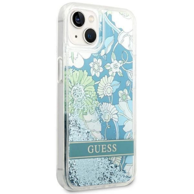 Originalus dėklas Guess GUHCP14SLFLSN iPhone 14 6.1 žalias / žalias hardcase Flower Liquid Glitter 3