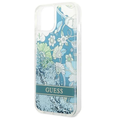 Originalus dėklas Guess GUHCP14SLFLSN iPhone 14 6.1 žalias / žalias hardcase Flower Liquid Glitter 5