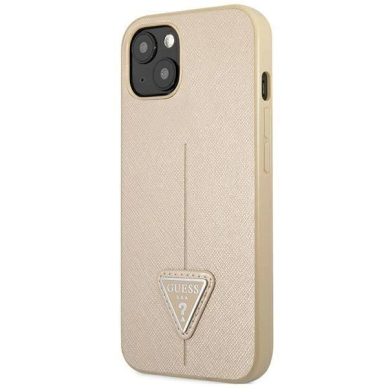 Originalus dėklas Guess GUHCP14SPSATLE iPhone 14 6,1 Kreminis hardcase SaffianoTriangle Logo 1