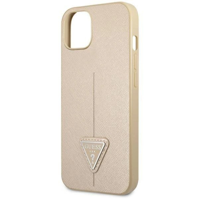 Originalus dėklas Guess GUHCP14SPSATLE iPhone 14 6,1 Kreminis hardcase SaffianoTriangle Logo 5