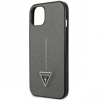 Originalus dėklas Guess GUHCP14SPSATLG iPhone 14 6.1 Sidabrinis hardcase SaffianoTriangle Logo 5